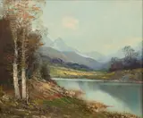 Gustav Türk, Tyrolian Mountain Lake, Oil on Canvas