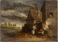 Village Scene with a Man Eating Mussels by David Teniers the Younger, Oil on Panel, Ca. 17th/, offered Apr 2026