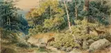 Edmund Henry Osthaus, Two Deer in an Ohio Landscape, 1888, Watercolor on Paper