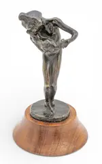 Carl Milles, Flicka Med Katt (Girl Kissing Cat), Bronze Sculpture