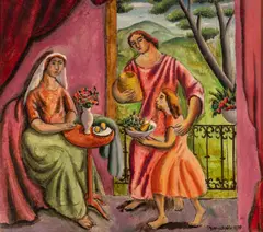 Edgar Yaeger, A Mediterranean Lunch, 1938, Oil on Canvas