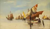 Georg Fischhof, Italian Harbor, circa 1880-90, Oil on Canvas