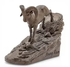 Paul Krapf, Young Ram, Bronze Sculpture of Rocky Mountain Bighorn Sheep 3/30