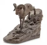Paul Krapf, Young Ram, Bronze Sculpture of Rocky Mountain Bighorn Sheep 3/30