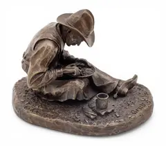 Paul Krapf, Grub, 1980, Original Bronze Sculpture of a Cowboy