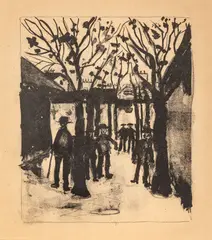 Maurice Utrillo, Place Du Tertre a Montmartre, 1925-55, Lithograph in Black on Cream Wove Paper