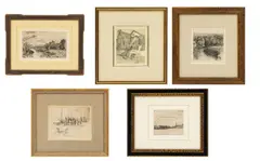 Auguste-Louis Lepère, Sir Francis Seymour Haden (2); Alfred Dawson (British); Henry Jackson Simpson Wood, Engraving; Etchings