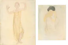 Auguste Rodin, Douze Aquarelles Inedites De Rodin: Two Works, Offset Reproduction Prints