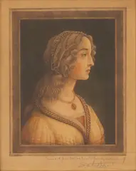 Samuel Arlent Edwards, Portrait of a Young Woman, After Sandro Botticelli Mezzotint on Paper