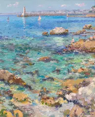 Pierre Bittar, Port Lympia, Nice, France, Oil on Canvas