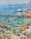 Pierre Bittar, Port Lympia, Nice, France, Oil on Canvas