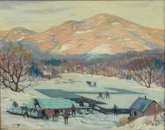 Wallace Weir Fahnestock, Ice Harvesting, Dorset, VT, circa 1920-30, Oil on Canvas