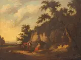 Drover with Wife and Child in an Arcadian Landscape by Nicholaes Pietersz Berchem, Oil on Canvas, offered Mar 2026