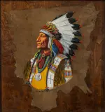 William McKendree Snyder, Chief Wolf Robe, Cheyenne Tribe, Oil on Tanned Hide