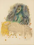 Reuven Rubin, Abraham and Isaac, from the Story of David Portfolio, Lithograph in Colors