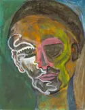 Jack Faxon, Gouache, Abstract Portrait, Oil on Cardboard