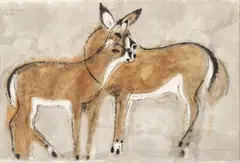 Charles Culver, Two Deer, 1949, Watercolor on Wove Paper