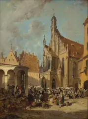 Jules Achille Noël, Market Day, Nuremberg, Germany, 1872, Oil on Canvas