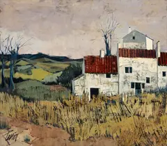 Charles Levier, La Ferme, circa 1970, Oil on Canvas