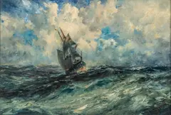 Robert Hopkin, Clipper on the High Seas, circa 1900, Oil on Canvas