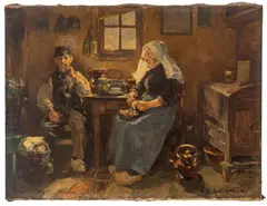 Frederick Gottwald, Interior Scene with Figures, Oil on Canvas