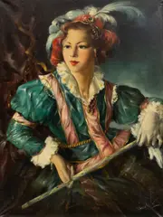 Violetta Koszeghy, Fantasy Portrait of a Woman, 1940-1950, Oil on Canvas