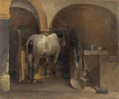 Horse in a Stable by Ludwig Gustave Voltz, 1870-1880, Oil on Canvas, sold Feb 2026