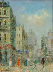 Parisian Street Scene by Jean Remy, Oil on Canvas, sold Feb 2026