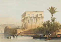 David Roberts, The Hypaethral Temple at Philae, Called the Bed of Pharaoh, Hand Colored Lithograph on Paper