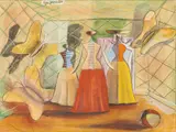 Edgar Yaeger, Women and Butterflies, 1950, Gouache and Pencil on Paper