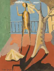 Edgar Yaeger, Surreal Composition with Central Figure, circa 1930-40, Gouache on Paper