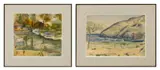 Edgar Yaeger, Untitled, Watercolor and Graphite on Paper 1950s, 2 PCS
