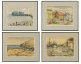 Edgar Yaeger, Untitled, Watercolor and Graphite on Paper, Ca. 1950, 4 PCS