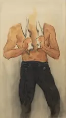 Edgar Yaeger, Male in Jeans, Charcoal, Pastel, and Pencil on Paper