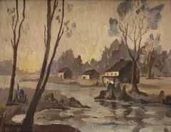 Edith G. Shiner, East Coast Riverscape, 1941, Oil on Artist Board