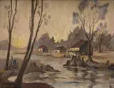 Edith G. Shiner, East Coast Riverscape, 1941, Oil on Artist Board