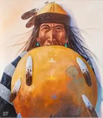 David K. John, Warrior, Oil on Canvas
