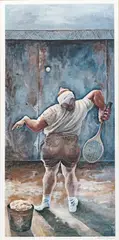 Ernie Barnes, at the Wall, circa 1979, Limited Edition Offset Lithograph