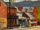 Spurgeon Tucker, View Of Main Street, Oil on Canvas Board