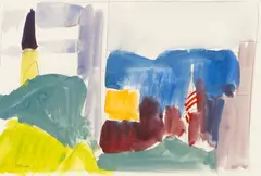 Saul Hanig, Untitled, Watercolor and Pencil on Paper, Abstract Cityscape