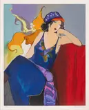 Itzchak Tarkay, Seated Woman, Serigraph on Paper