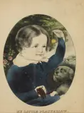 Nathaniel Currier, My Little Play-fellow, circa 1845, Hand Colored Lithograph on Paper