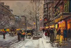 Édouard Cortès, La Porte St. Denis, Paris, Oil on Canvas