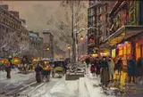 Édouard Cortès, La Porte St. Denis, Paris, Oil on Canvas
