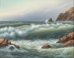 Roy George Swanson, California Coastal Seascape, 1978, Oil on Masonite