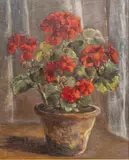 Lucia Paulina Wittig-Keyser, Still Life with Geraniums, Oil on Canvas