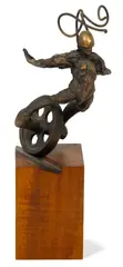 Theodore Gall, Wheel Man Figure, circa 1980, Bronze Sculpture