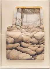 Robert Moon, Rock (Door Series), 1974, Watercolor on Paper, Mounted in Plexi Case