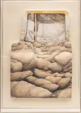 Robert Moon, Rock (Door Series), 1974, Watercolor on Paper, Mounted in Plexi Case