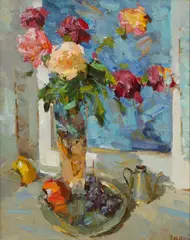 Alexander Shabadei, Roses and Grapes, 2014, Oil on Canvas
